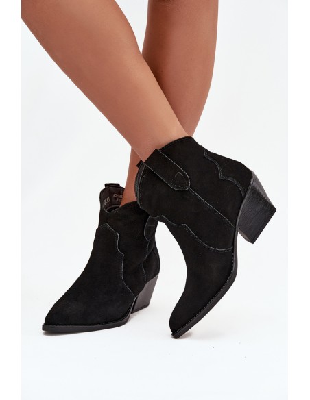 Slip-on Women's Cowboy Boots Made From Natural Suede Black Beretta