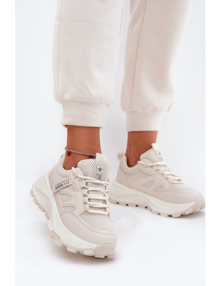 Sports Shoes Sneakers Women's Thick Sole Beige Prononice