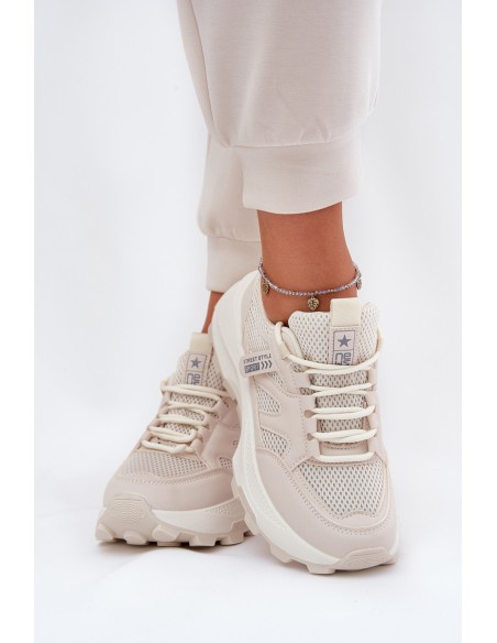 Sports Shoes Sneakers Women's Thick Sole Beige Prononice