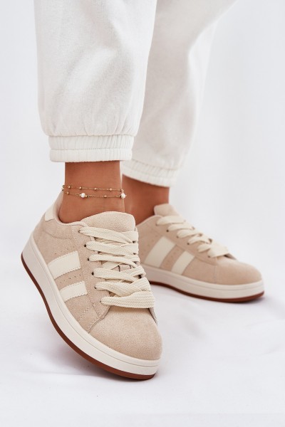 Women's Sneakers Made Of Eco Suede Beige Arlenina