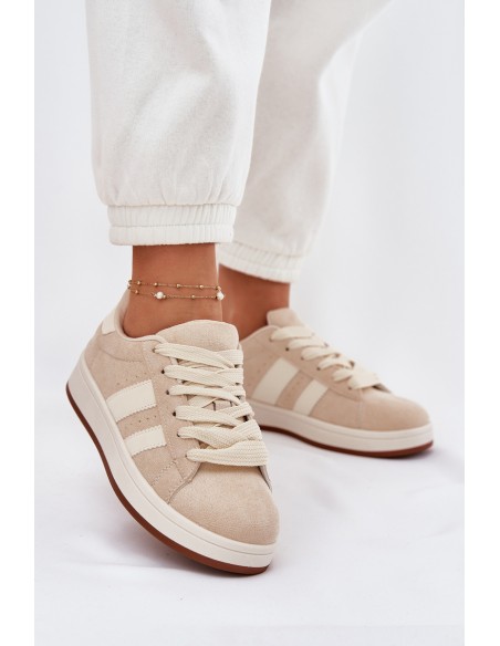 Women's Sneakers Made Of Eco Suede Beige Arlenina