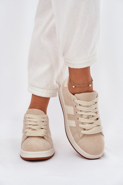 Women's Sneakers Made Of Eco Suede Beige Arlenina