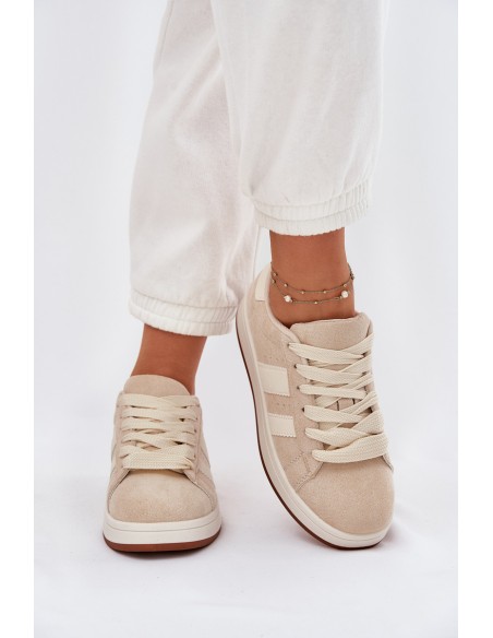 Women's Sneakers Made Of Eco Suede Beige Arlenina