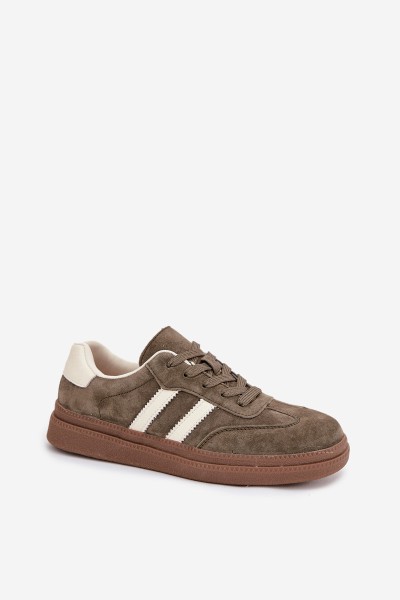 Women's Suede Sneakers on Platform Dark Green Sylviona 2