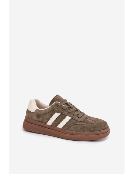 Women's Suede Sneakers on Platform Dark Green Sylviona