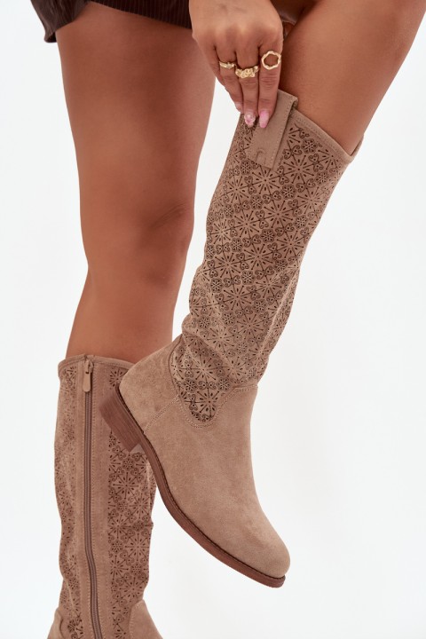 Moteriški auliniai aulinukai plokščiu kulnu S.Barski HY52-534 smėlio spalvos