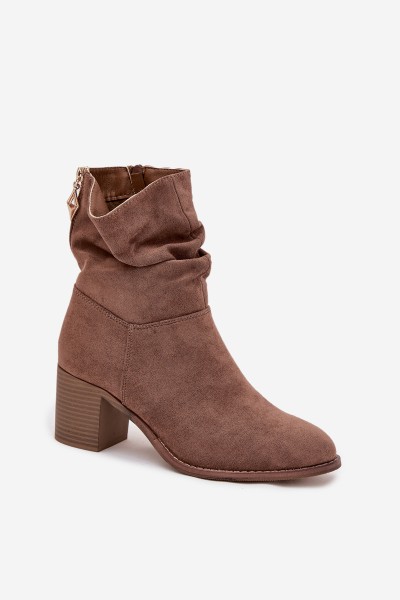 Women's ankle boots with ruching on the heel S.Barski HY52-516 Brown 2