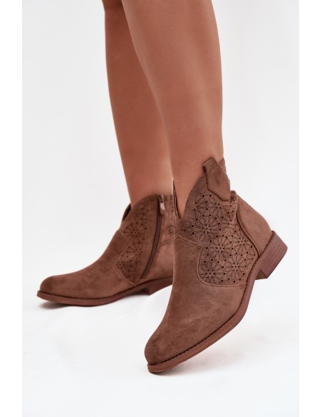 Women's Flat Heel Ankle Boots S.Barski HY52-532 Brown