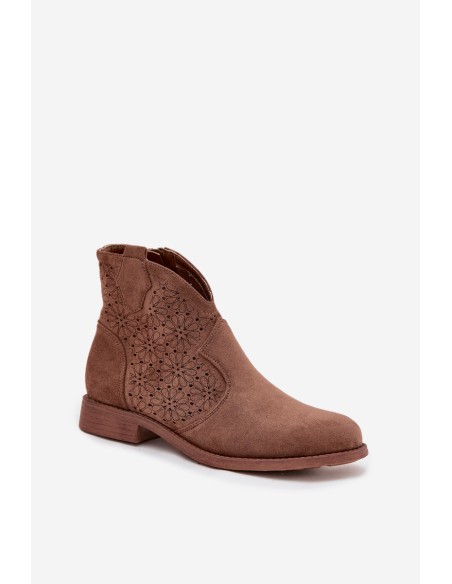 Women's Flat Heel Ankle Boots S.Barski HY52-532 Brown