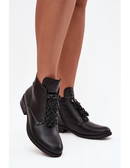 Šilti moteriški aulinukai iki kulno plokščiu kulnu S.Barski HY42-713 juodi