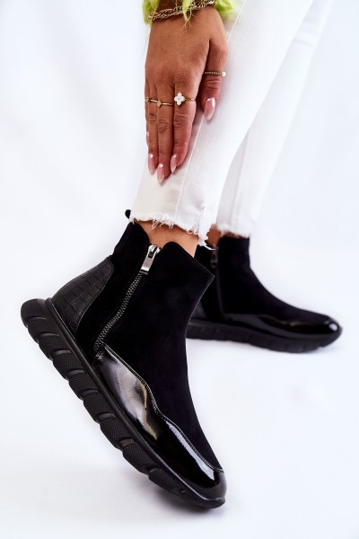 Suede Women's Sneakers Vinceza 23-10789 Black 2