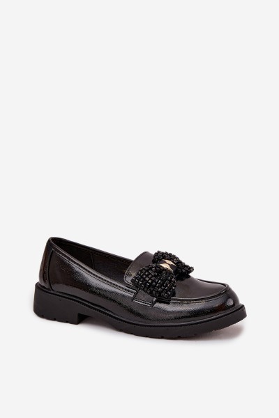 Patent Leather Women's Loafers with Bow S.Barski HY52-319A Black 2