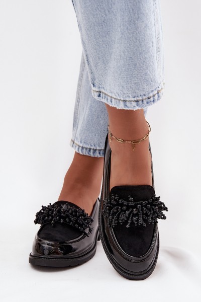 Women's Patent Leather Moccasins S.Barski HY52-369B Black