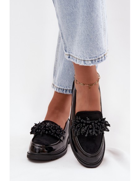 Women's Patent Leather Moccasins S.Barski HY52-369B Black