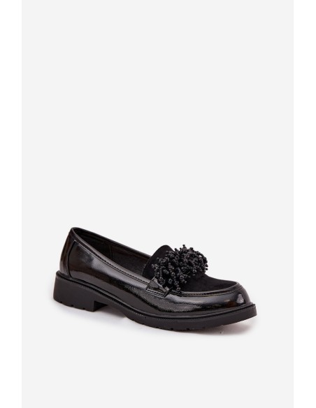Women's Patent Leather Moccasins S.Barski HY52-369B Black