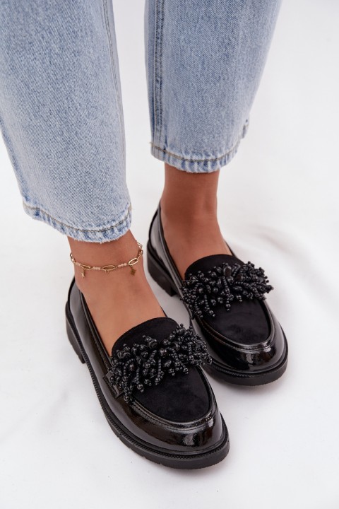 Women's Patent Leather Moccasins S.Barski HY52-369B Black