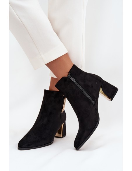 Women's heeled ankle boots with gold details black Kalivra