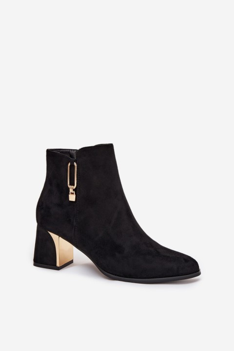 Women's heeled ankle boots with gold details black Kalivra