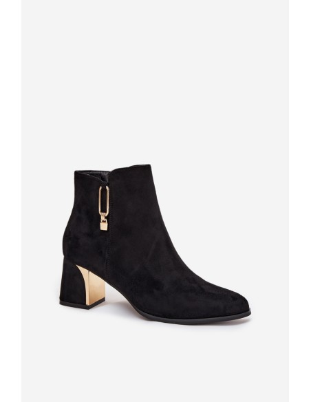 Women's heeled ankle boots with gold details black Kalivra