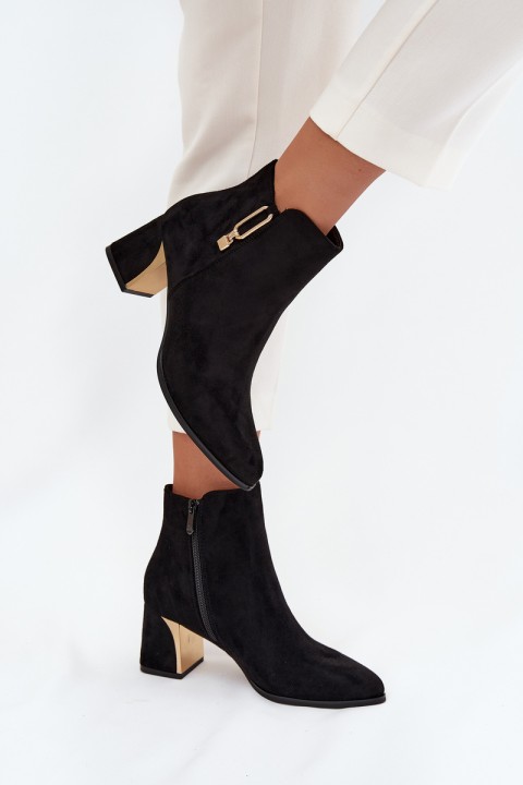 Women's heeled ankle boots with gold details black Kalivra