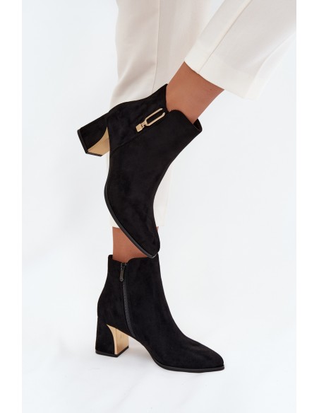 Women's heeled ankle boots with gold details black Kalivra