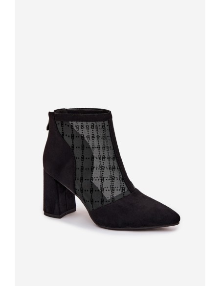 Women's High Heel Ankle Boots with Mesh D A LZ52 944 Black