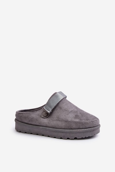 Women's Warm Slippers With Fur On Platform Gray Azida 2