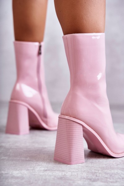 Women's Patent Leather Boots Pink Margit 2