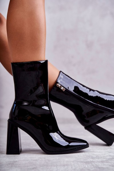 Women's Patent Leather Boots Black Margit 2