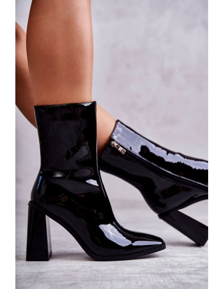 Women's Patent Leather Boots Black Margit
