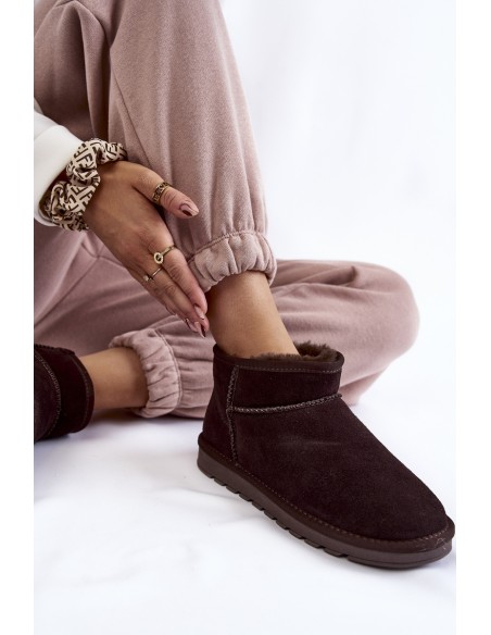 Women's Suede Low Snow Boots Brown Shelie