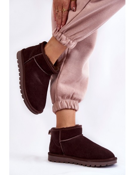 Women's Suede Low Snow Boots Brown Shelie