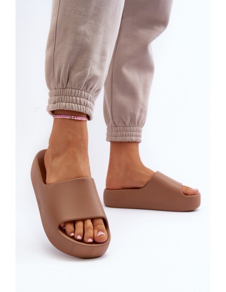 Women's Thick Sole Flip Flops Brown Oreithano