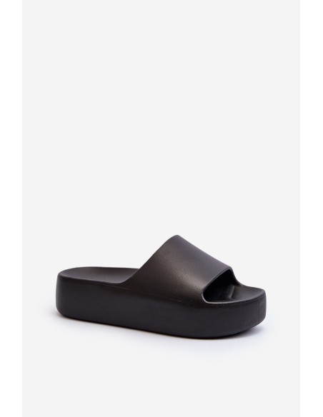 Women's Black Thick Sole Slides Oreithano
