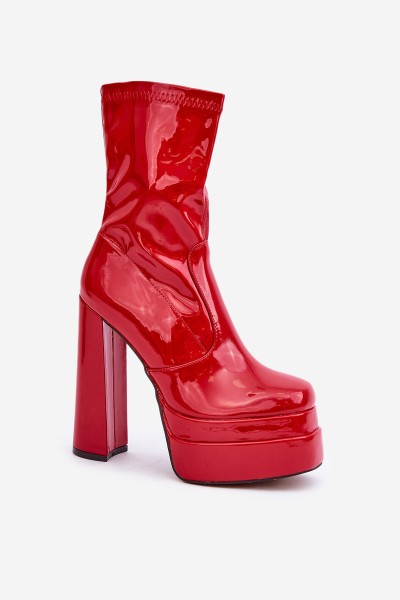 Lacquered Ankle Boots On Platform And High Heel Red Lotisha 2