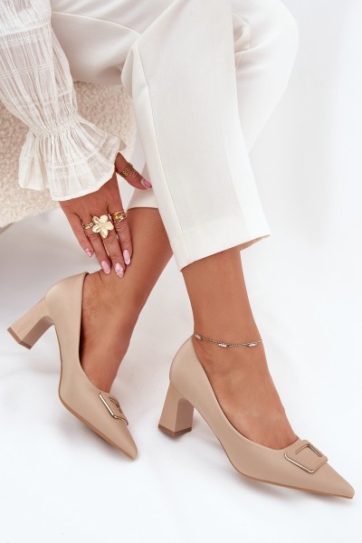 Heels With Decorative Buckle Nude Seriva