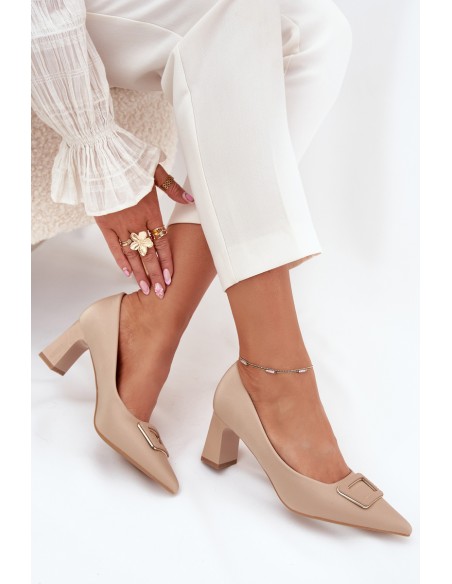 Heels With Decorative Buckle Nude Seriva