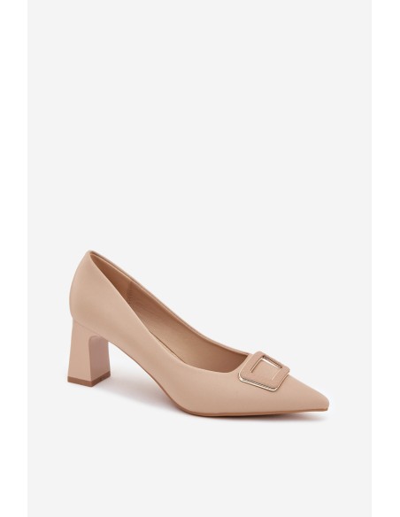 Heels With Decorative Buckle Nude Seriva