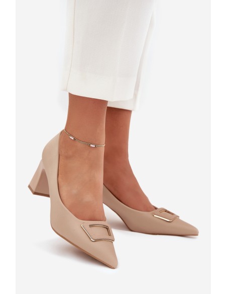 Heels With Decorative Buckle Nude Seriva