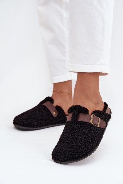 Women's slippers with sheep fur style Black Lorivine