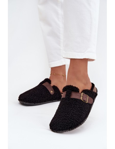 Women's slippers with sheep fur style Black Lorivine