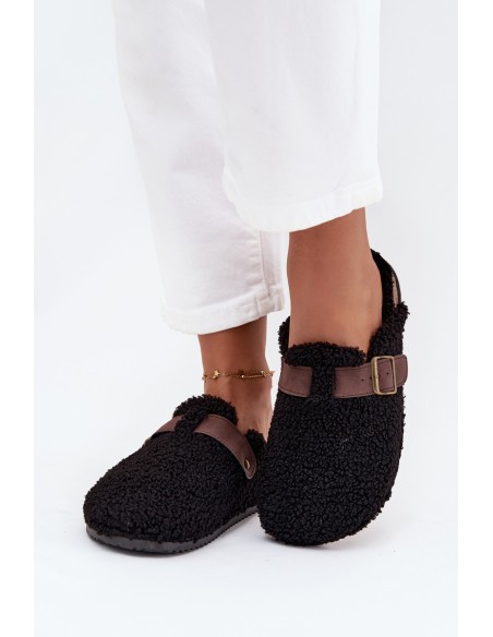 Women's slippers with sheep fur style Black Lorivine