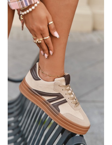 Velvet Women's Sneakers On Platform Beige Corynelle