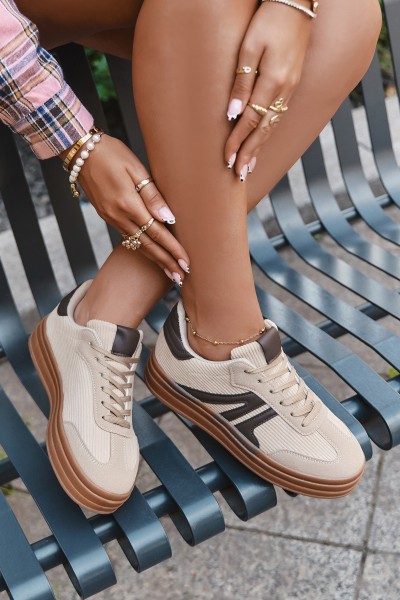 Velvet Women's Sneakers On Platform Beige Corynelle 2