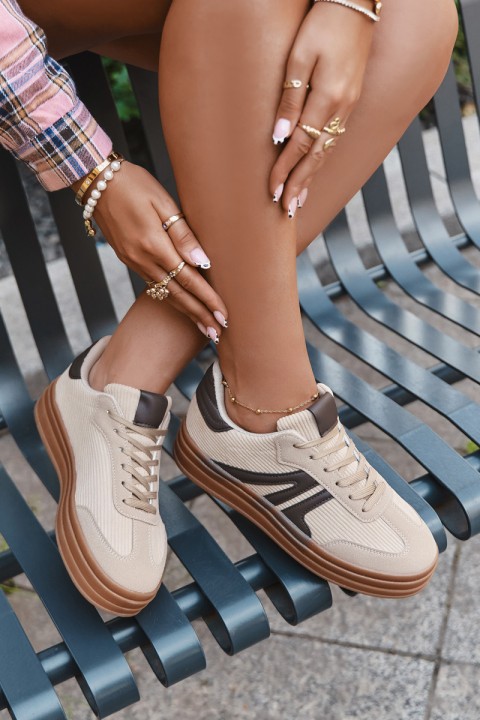 Velvet Women's Sneakers On Platform Beige Corynelle