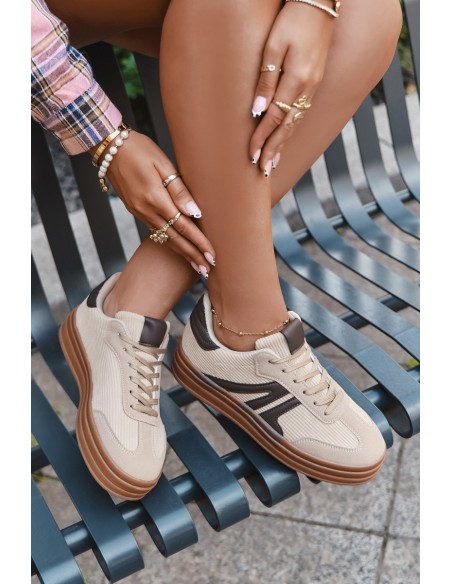 Velvet Women's Sneakers On Platform Beige Corynelle