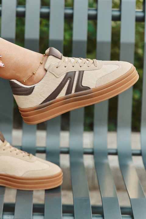 Velvet Women's Sneakers On Platform Beige Corynelle