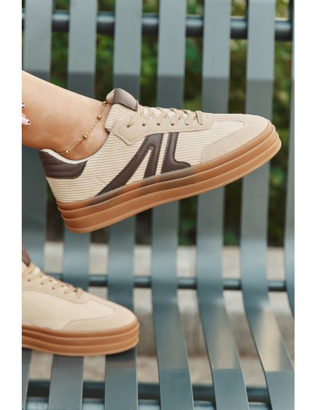 Velvet Women's Sneakers On Platform Beige Corynelle