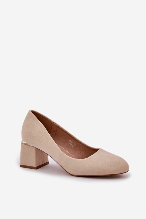 Eco Suede Heels On A Heel Beige Veniffia