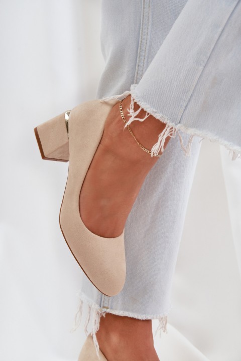 Eco Suede Heels On A Heel Beige Veniffia